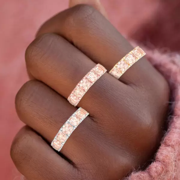 10ctw Cushion Cut Morganite Pink Sapphire Eternity Ring