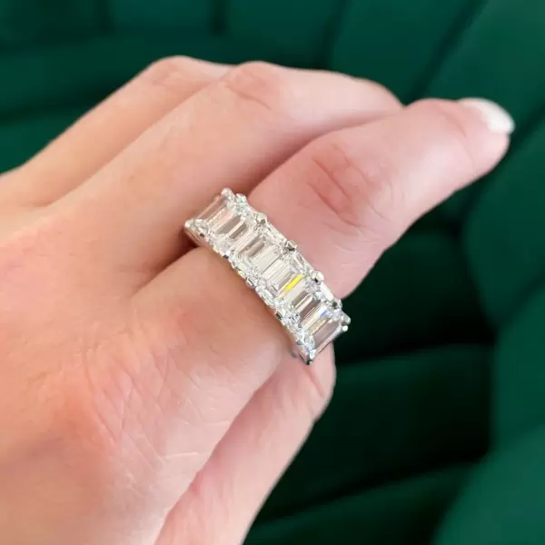 12ctw Emerald Cut White Sapphire Eternity Ring