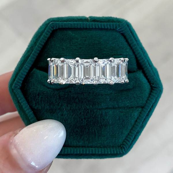 12ctw Emerald Cut White Sapphire Eternity Ring