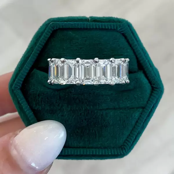 12ctw Emerald Cut White Sapphire Eternity Ring