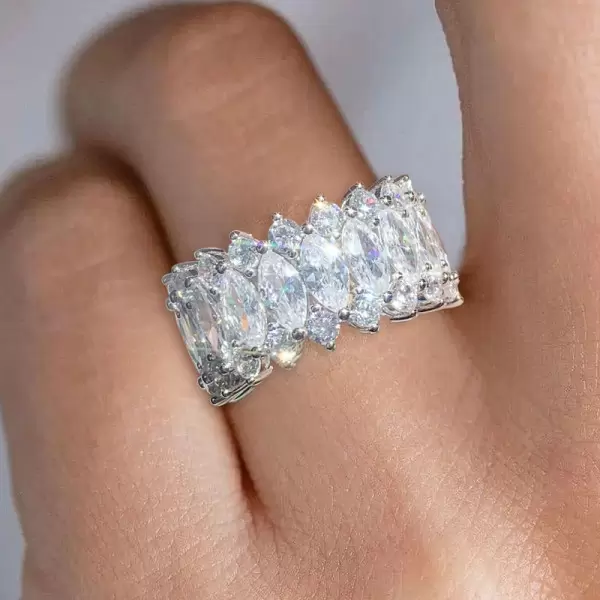 13ctw Marquise Cut White Sapphire Bold Eternity Ring