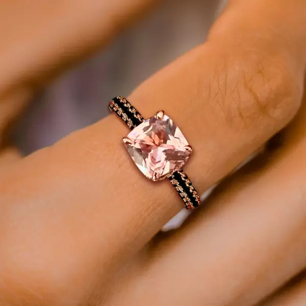 3ct Morganite Pink Sapphire Three-Sided Engagement Ring