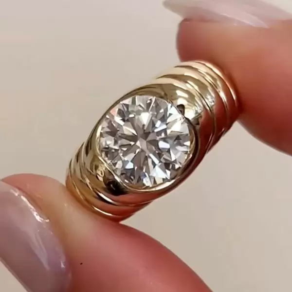 3.8ct Round Cut Curved Wave Engagement Ring