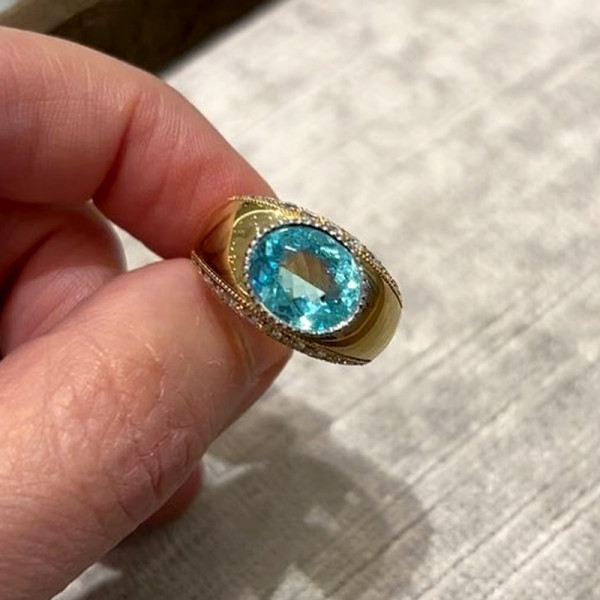 5ct Oval Cut Paraiba Tourmaline Vintage Ring