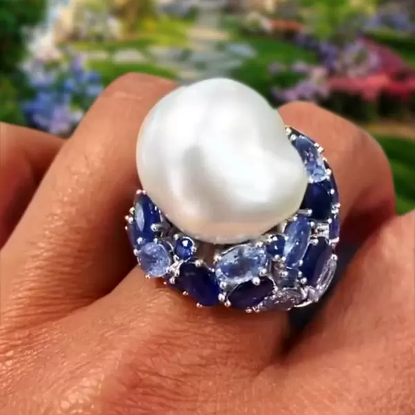 One-of-a-Kind Baroque Pearl Bold Cocktail Ring