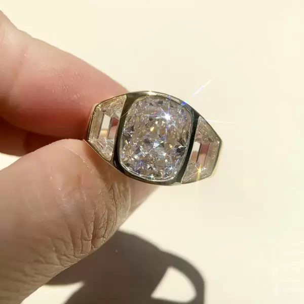 6ct Cushion Cut White Sapphire Three Stone Engagement Ring