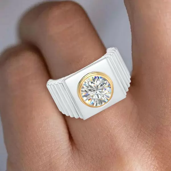 3.8ct Round Cut Two Tone Sculptural Cocktail Ring