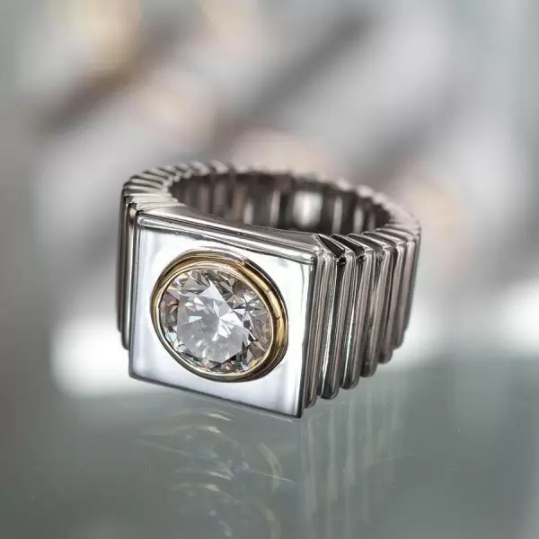 3.8ct Round Cut Two Tone Sculptural Cocktail Ring