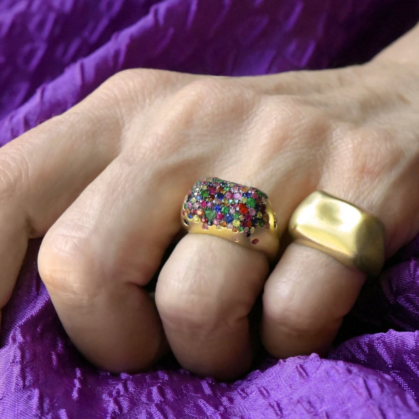 2.5ctw Multicolor Sapphire Paved Cocktail Ring