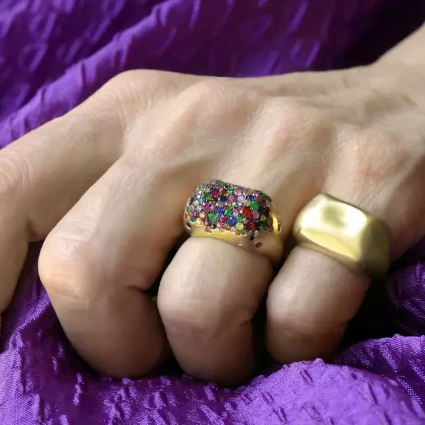 2.5ctw Multicolor Sapphire Paved Cocktail Ring