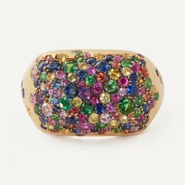 2.5ctw Multicolor Sapphire Paved Cocktail Ring