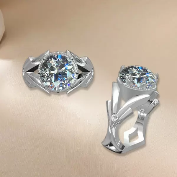 6.8ct Round Cut Contemporary Art Inspired Engagement Ring