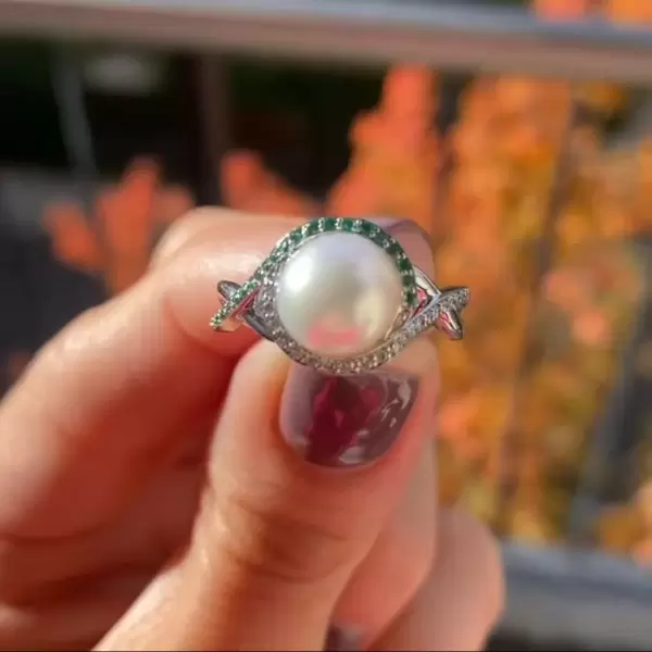 10MM Pearl Twist Shank Vintage Engagement Ring