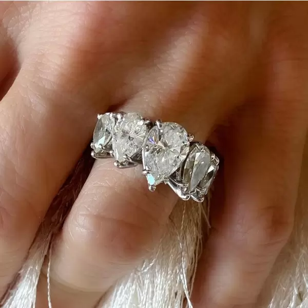 5ctw Pear Cut White Sapphire Five-stone Ring