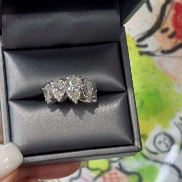 5ctw Pear Cut White Sapphire Five-stone Ring