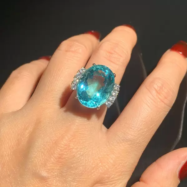 15ct Oval Cut Aquamarine Classic Cocktail Ring