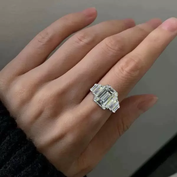 6ct Emerald Cut White Sapphire Wedding Ring Set