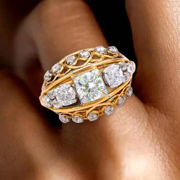 7ctw White Sapphire Two Tone Vintage Dome Ring