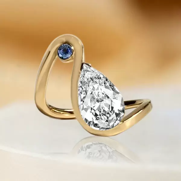 4.2ct Pear Cut Asymmetric Modern Engagement Ring