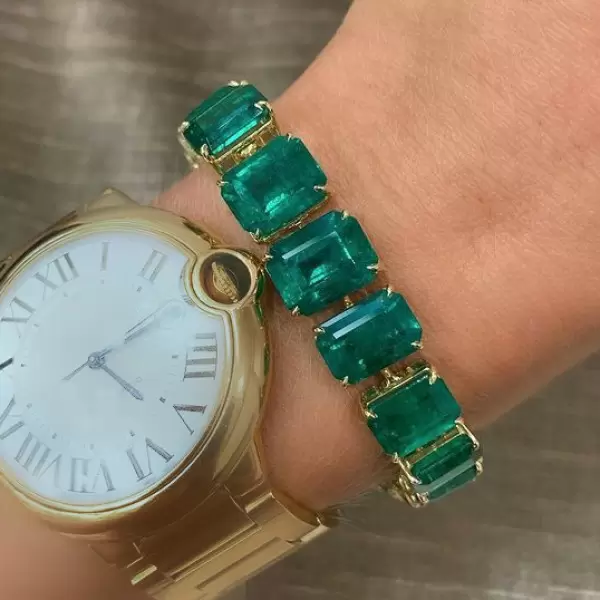 48ctw Gradient Size Emerald Statement Bracelet
