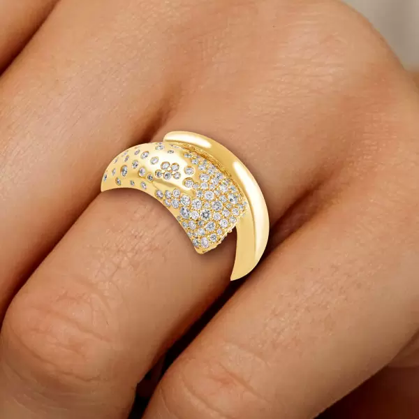 Flush Set Asymmetric Contemporary Cocktail Ring