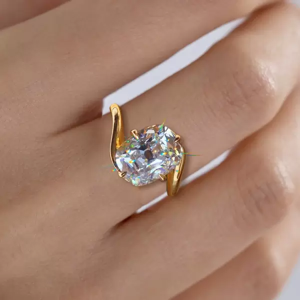 5ct Cushion Cut Modern Style Bypass Engagement Ring