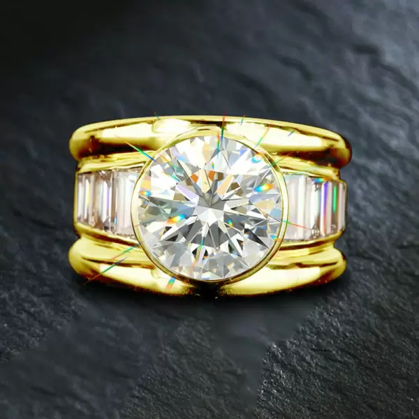 16mm Width 5ct Round Cut White Sapphire Bold Cocktail Ring