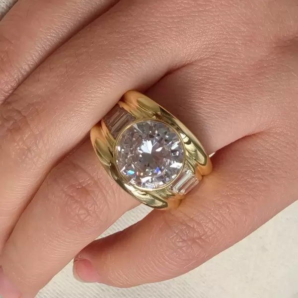 16mm Width 5ct Round Cut White Sapphire Bold Cocktail Ring