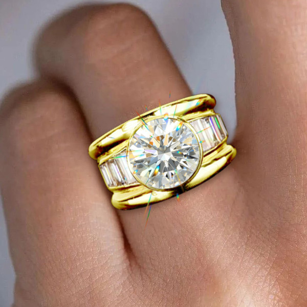 16mm Width 5ct Round Cut White Sapphire Bold Cocktail Ring