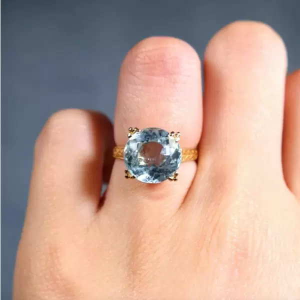 5ct Round Cut Aquamarine Vintage Engagement Ring