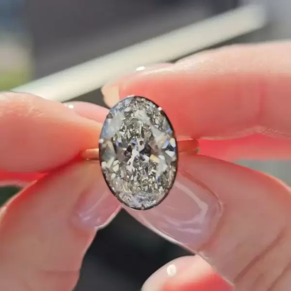 5.8ct Oval Cut White Sapphire Two Tone Engagement Ring
