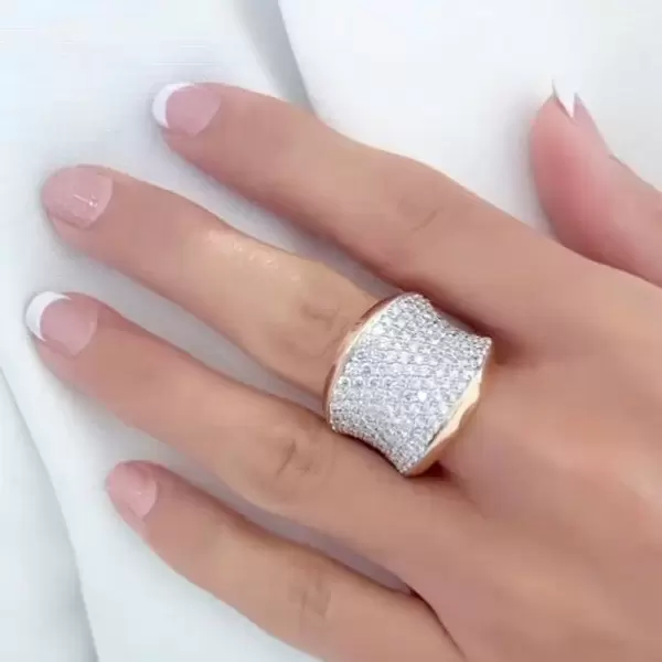 3ctw White Sapphire Paved Saddle Cocktail Ring