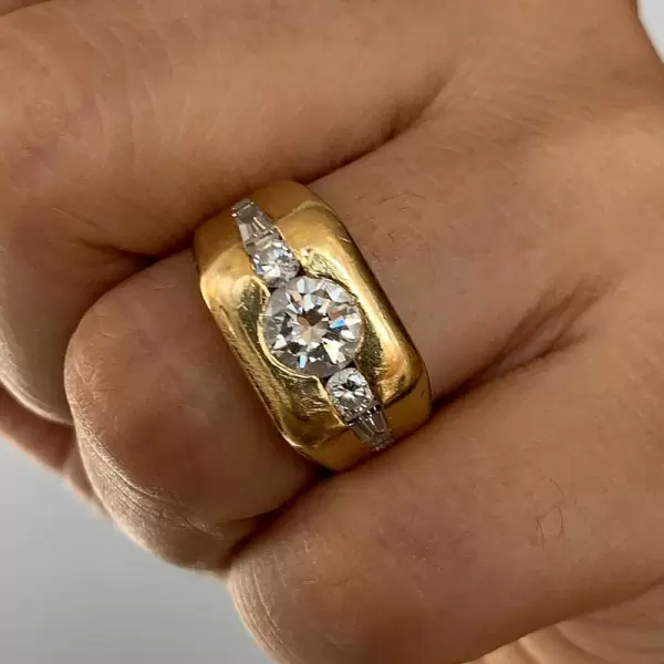 2.7ct Round Cut Chunky Vintage Sandblasted Engagement Ring