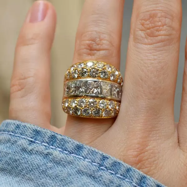 6ctw Round and Radiant Cut Vintage Cocktail Ring