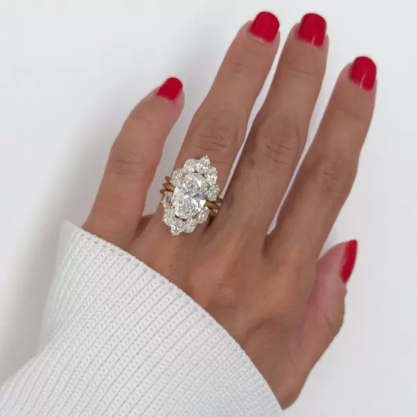 5.8ct Oval Cut Three Pieces Vintage Crown Wedding Ring Set