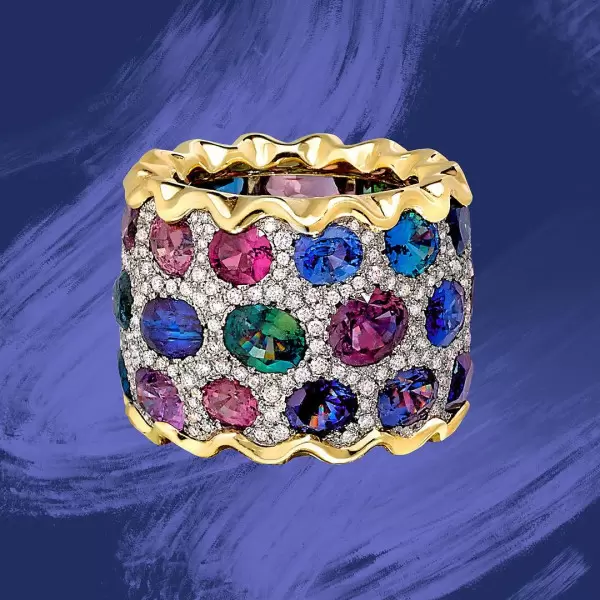 20ctw Oval Cut Multicolor Sapphire Cocktail Ring