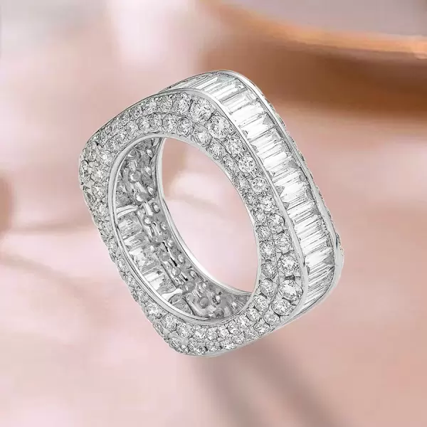 8ctw Emerald and Round Cut Channel Set Eternity Ring