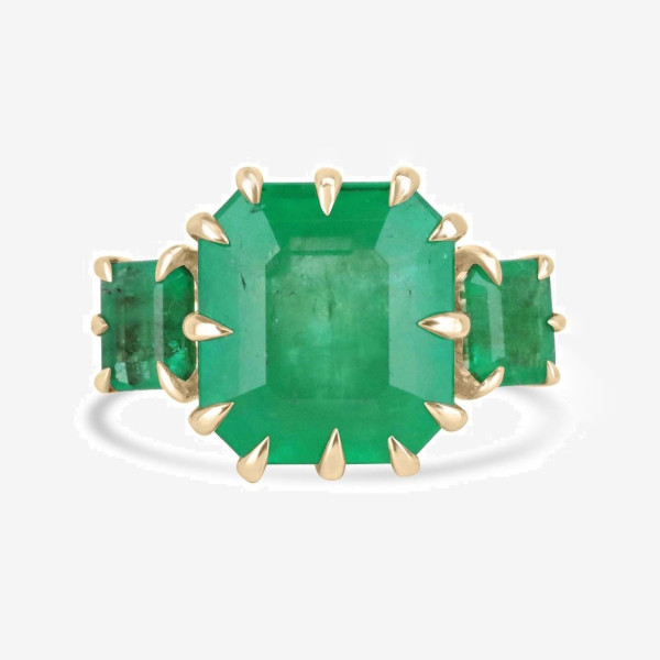 12ct Asscher Cut Emerald Vintage Cocktail Ring
