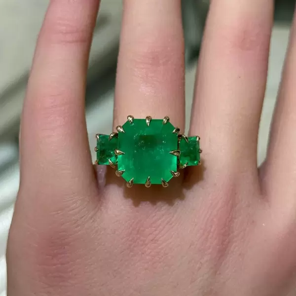 12ct Asscher Cut Emerald Vintage Cocktail Ring