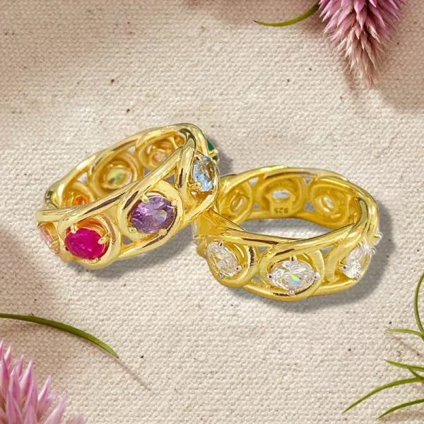 4ctw Oval Cut Multicolor Sapphire Rainbow Eternity Ring