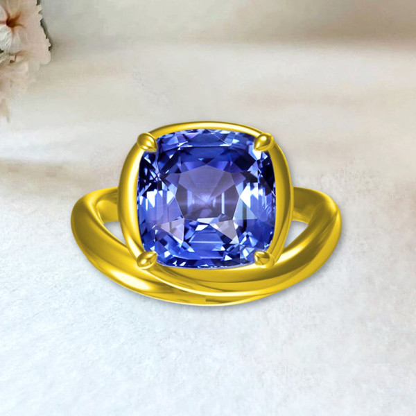 5.6ct Cushion Cut Tanzanite Blue Sapphire Cocktail Ring