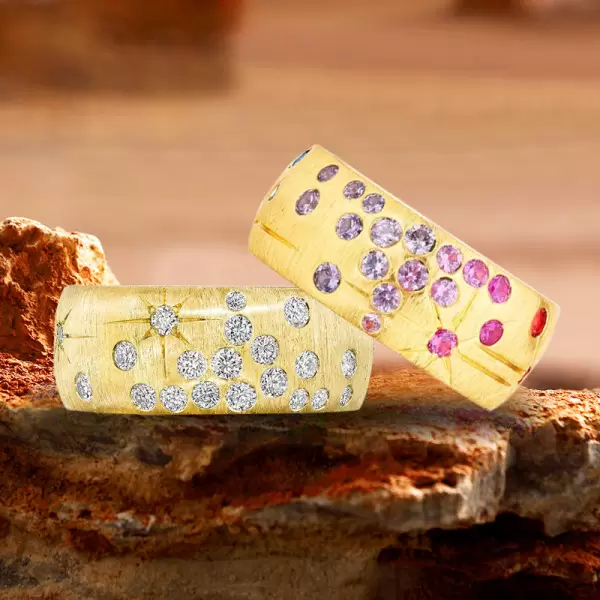 Flush Set Multicolor Sapphire Rainbow Starry Ring