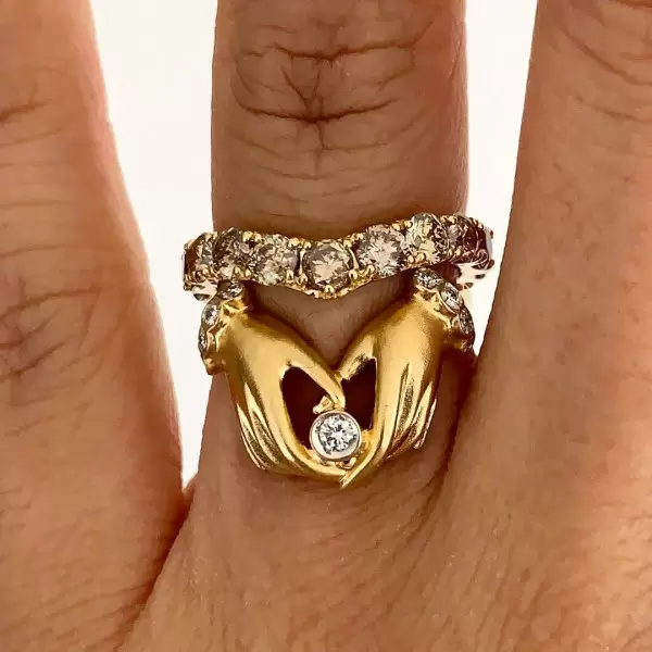 Vintage Sandblasted Love Hands Promise Ring