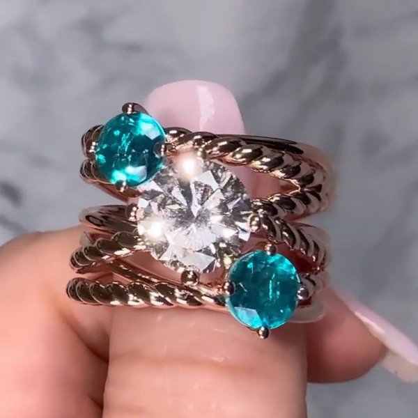 2ct Round Cut Rope Design Modern Cocktail Ring