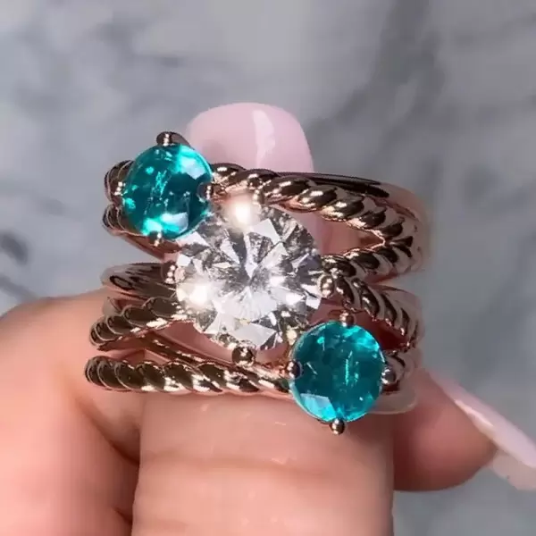 2ct Round Cut Rope Design Modern Cocktail Ring