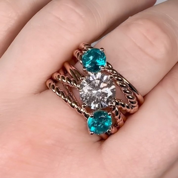 2ct Round Cut Rope Design Modern Cocktail Ring