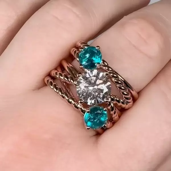 2ct Round Cut Rope Design Modern Cocktail Ring