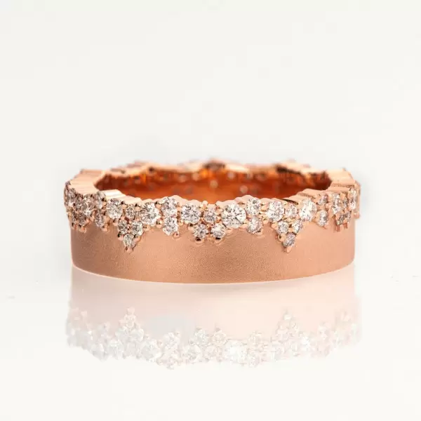 Nature-inspired Snow Cluster Sandblasted Wedding Band