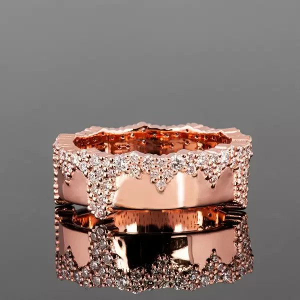 Nature-inspired Snow Cluster Polished Wedding Band