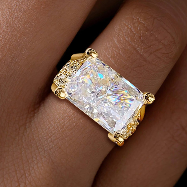 9ct Radiant Cut White Sapphire High Profile Engagement Ring